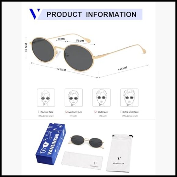 Metal Frame Polarized Sunglasses Retro Oval Vintage Style